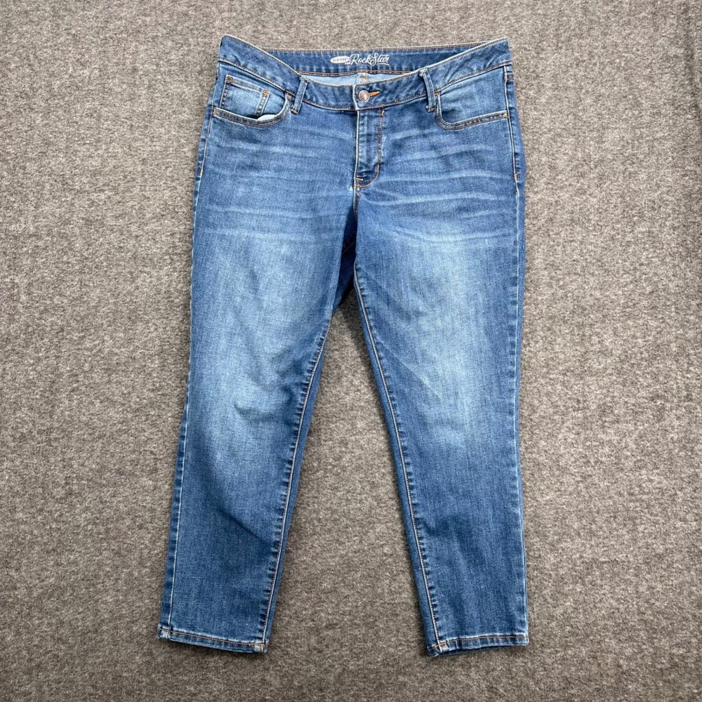 Old Navy The RockStar Skinny Jeans Womens 16 Regular Medium Wash Blue Mid Rise